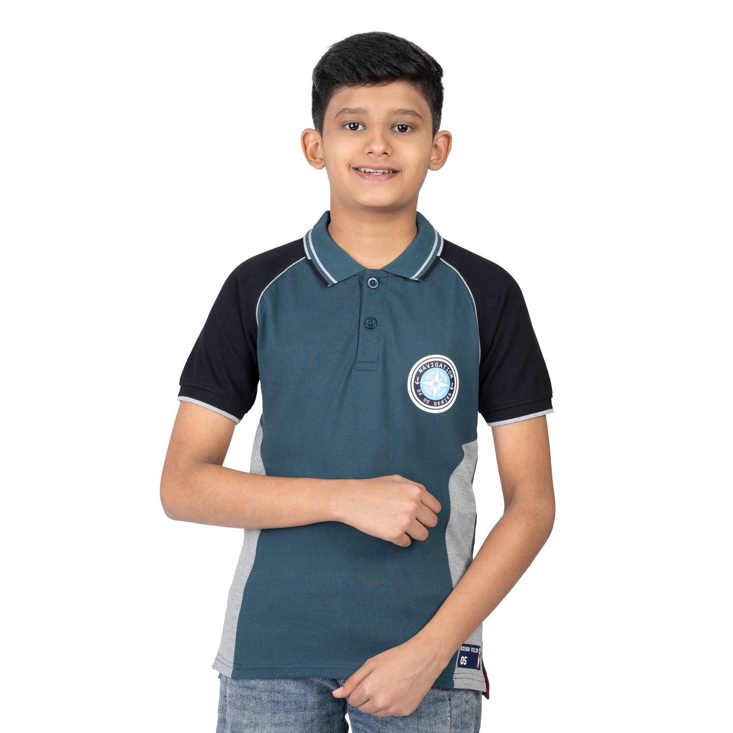 Boys Green Raglan Polo T-Shirt | Sporty Casual Wear (2–16 Years)