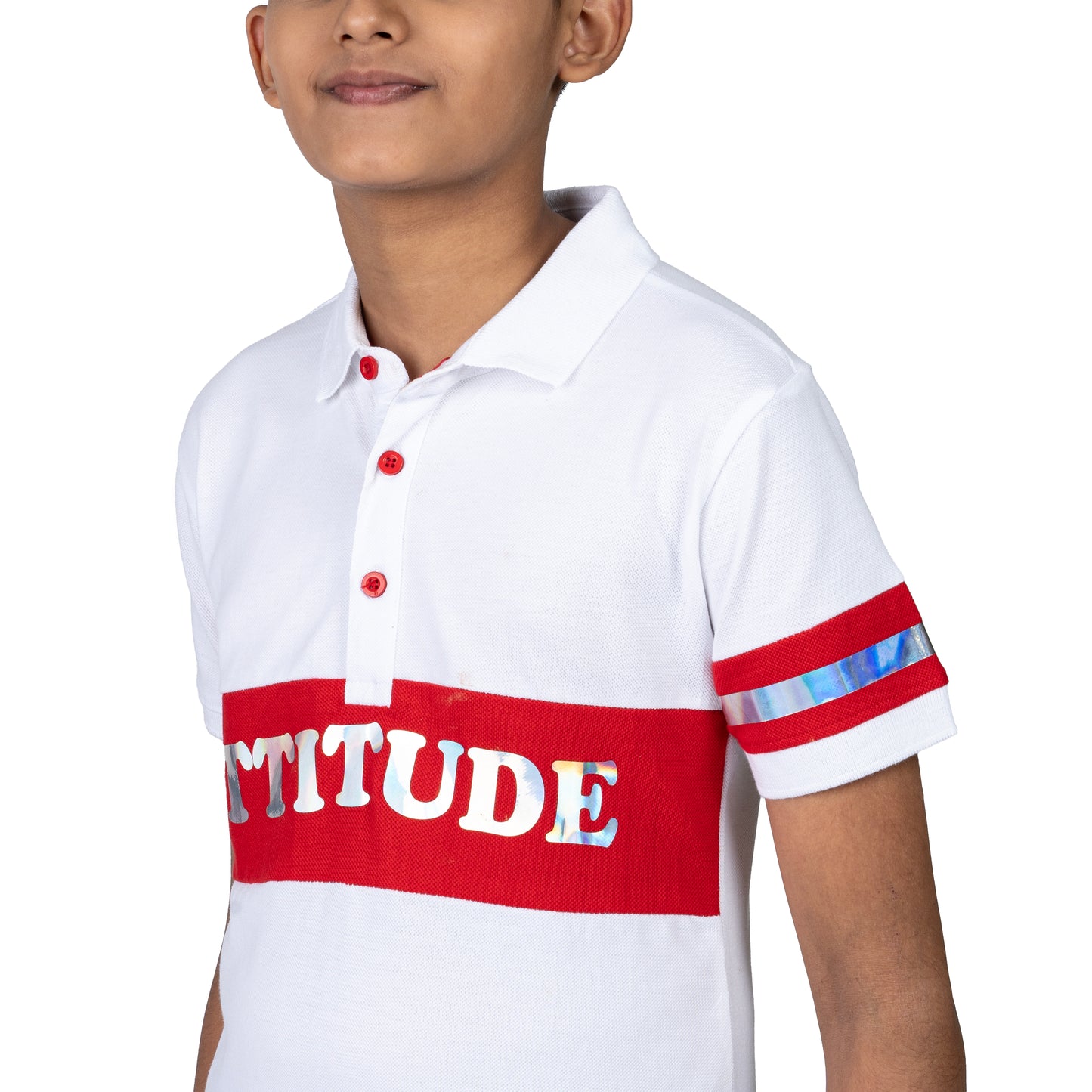 Boys White Printed Polo T-Shirt | Trendy Kids Casual Wear (2–16 Years)