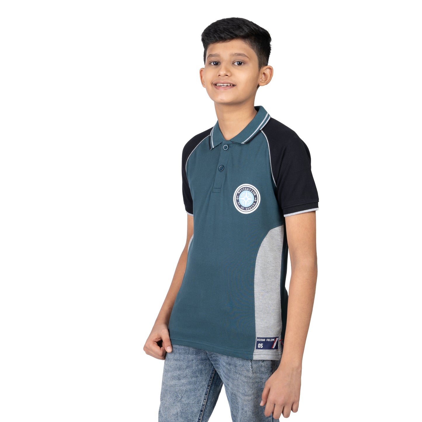 Boys Green Raglan Polo T-Shirt | Sporty Casual Wear (2–16 Years)