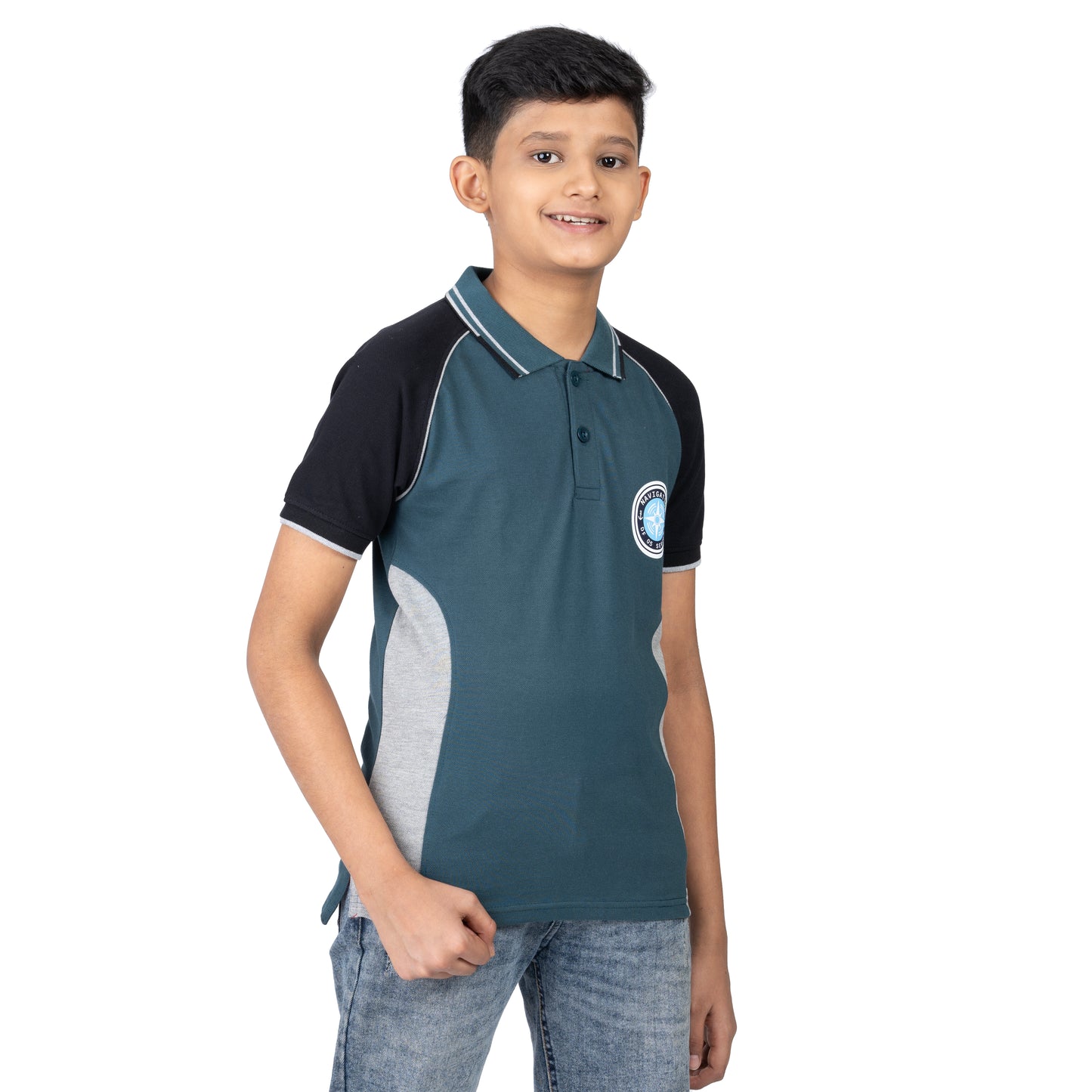 Boys Green Raglan Polo T-Shirt | Sporty Casual Wear (2–16 Years)