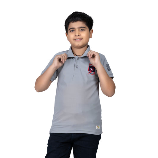 Boys Grey Polo T-Shirt | Classic Poly Cotton Kids Wear