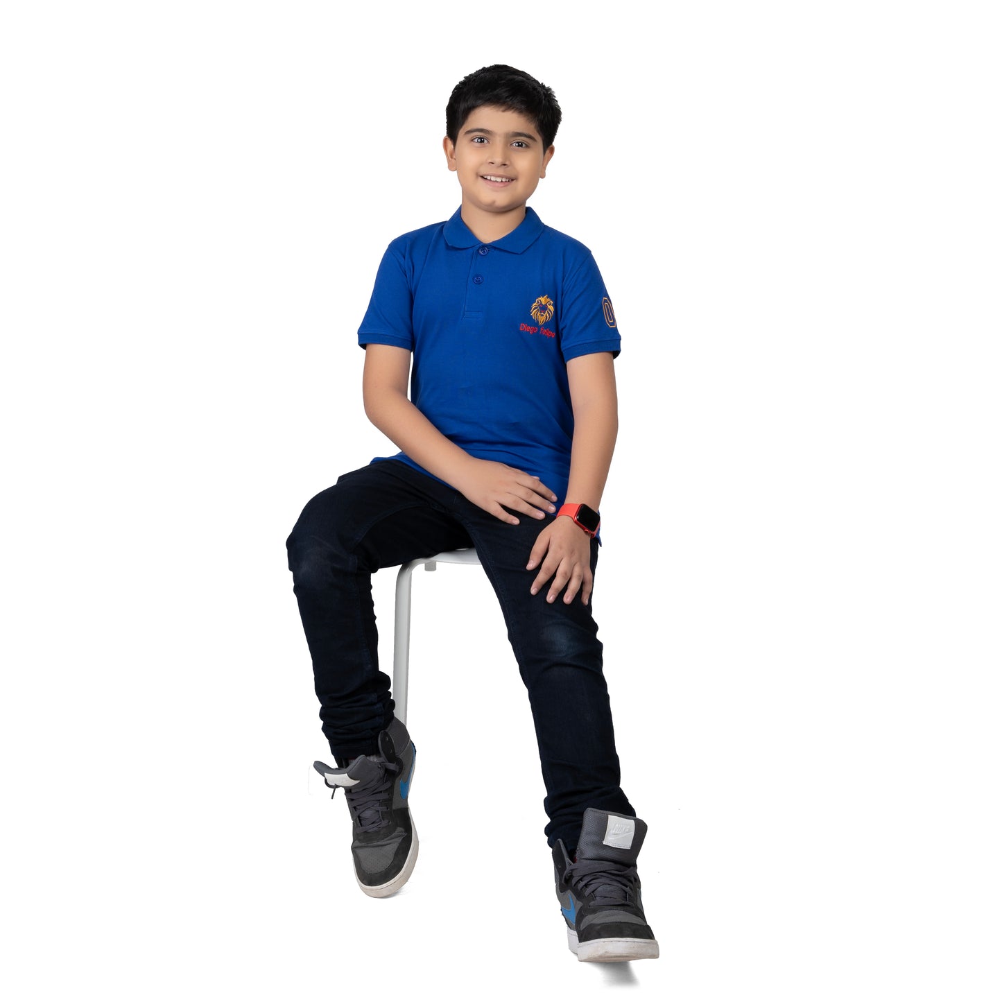 Boys Blue Polo T-Shirt with Lion Print | Casual Wear (2–16 Years)