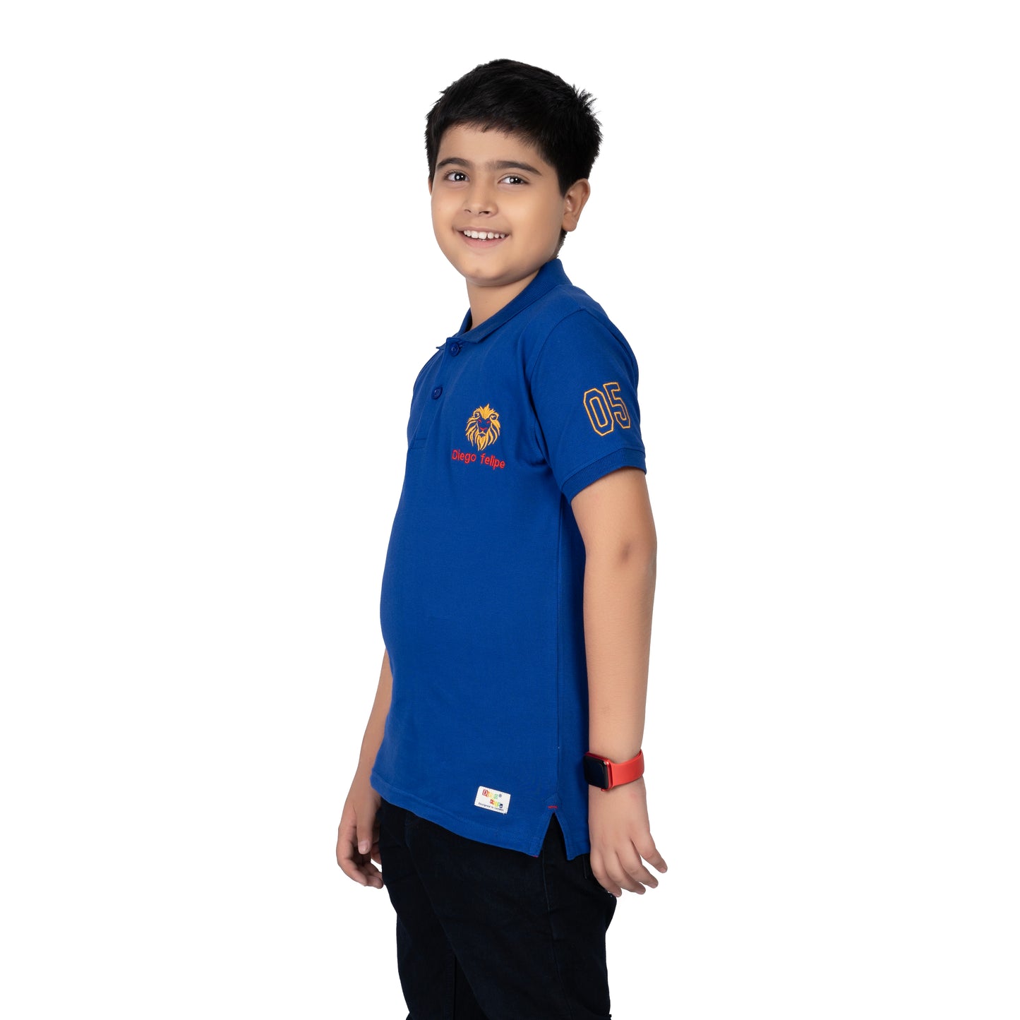 Boys Blue Polo T-Shirt with Lion Print | Casual Wear (2–16 Years)