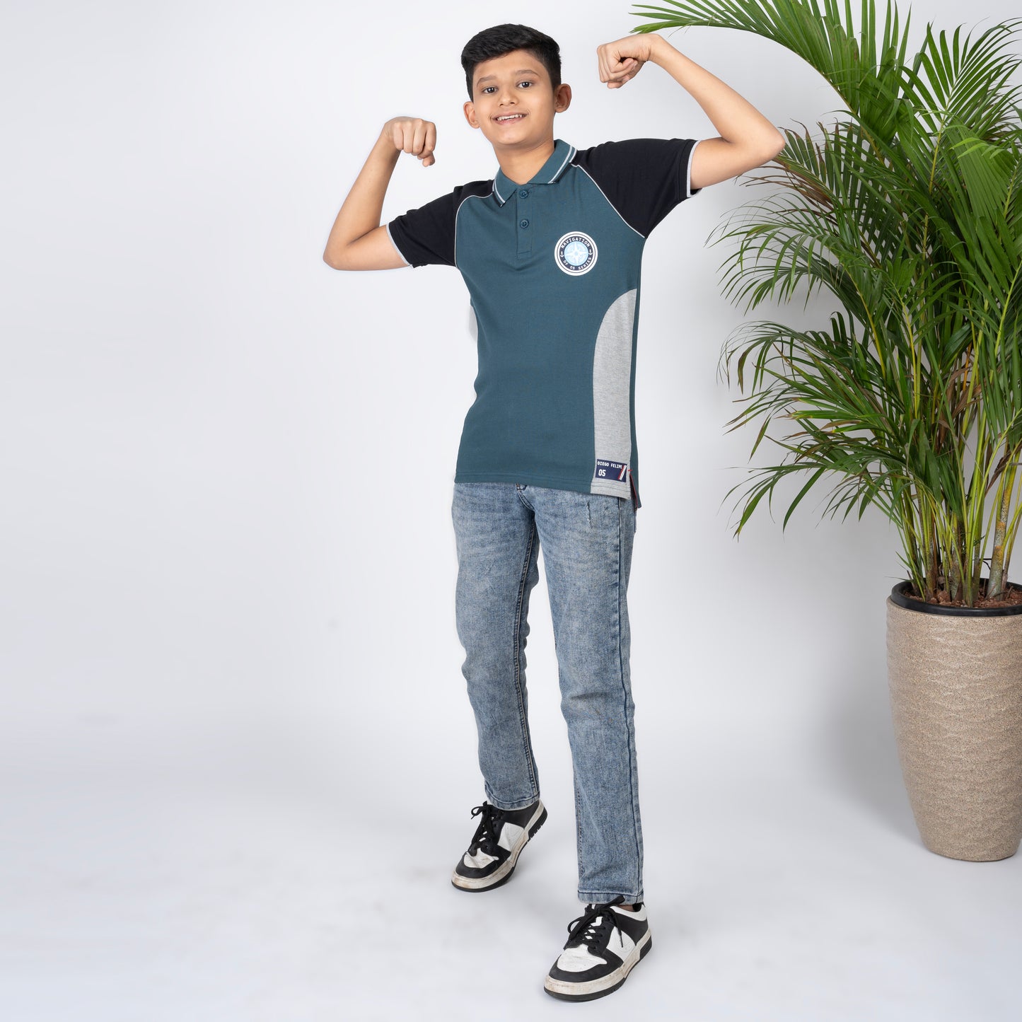 Boys Green Raglan Polo T-Shirt | Sporty Casual Wear (2–16 Years)