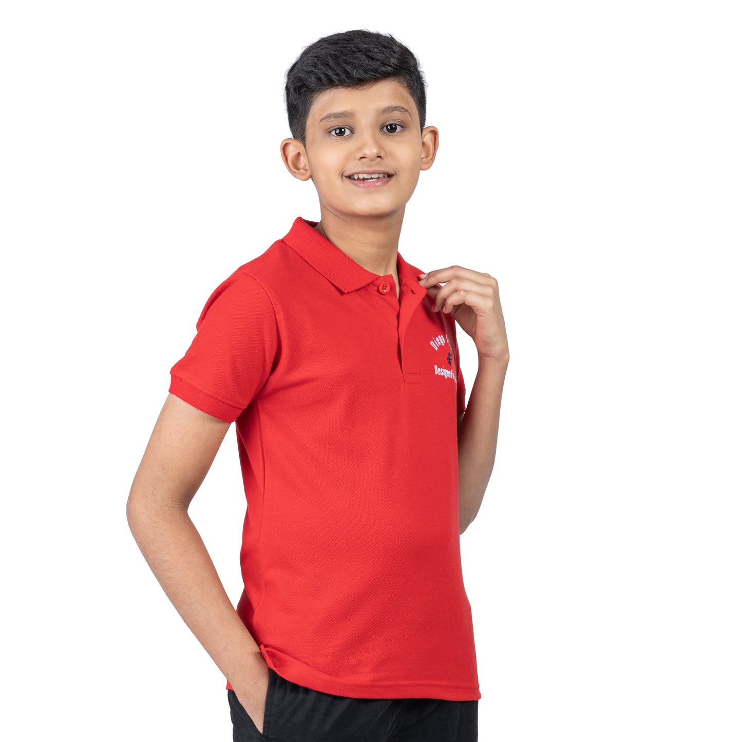 Boys Red Polo T-Shirt | Classic Casual Wear for Kids (2–16 Years)