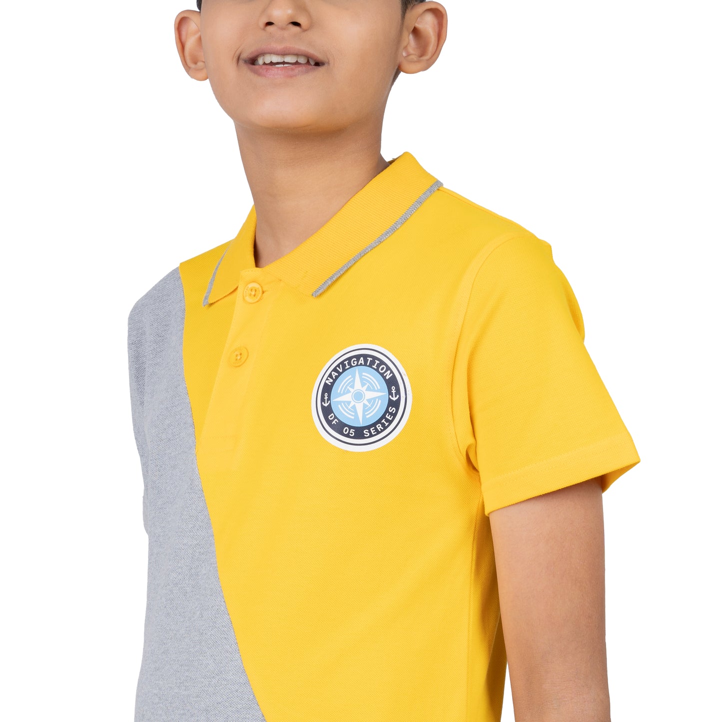 Boys Yellow Grey Polo T-Shirt | Modern Casual Kids Wear (2–16 Years)