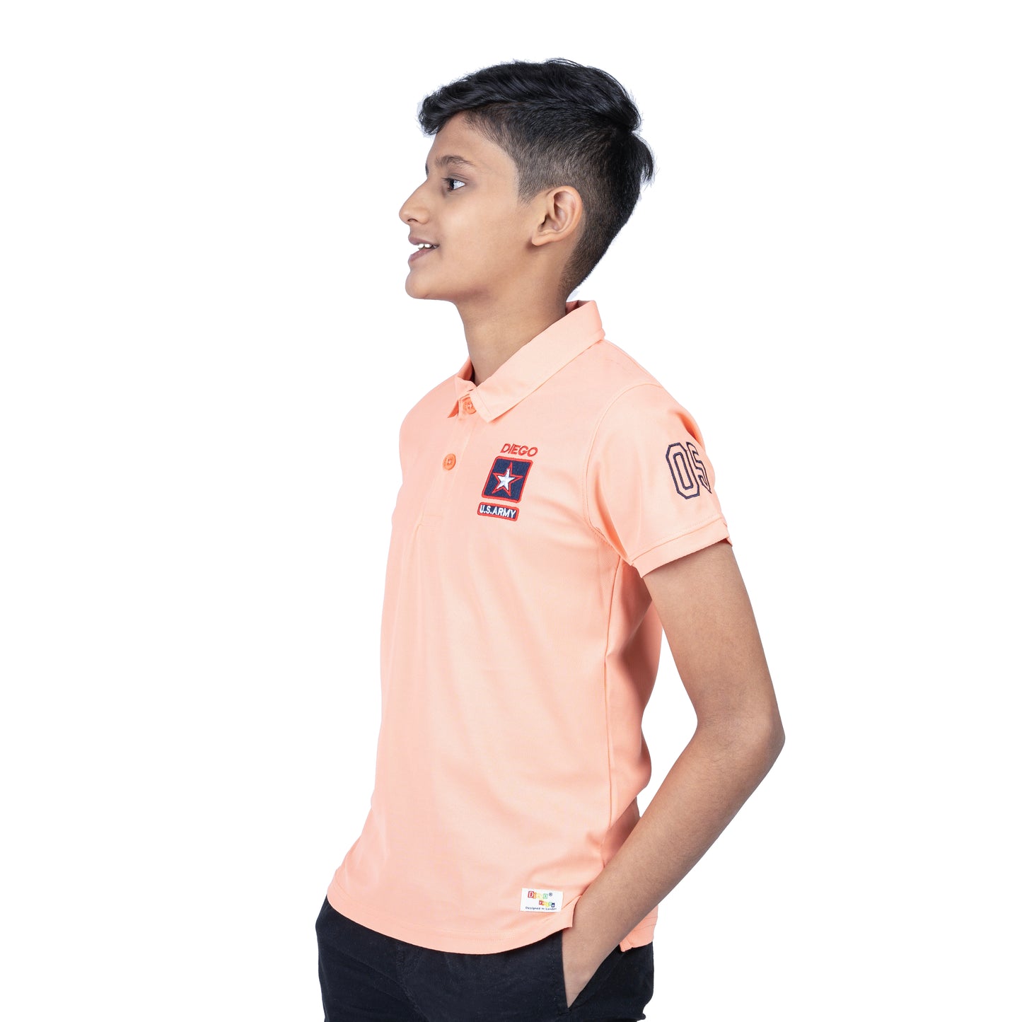 Boys Peach Polo T-Shirt | Soft Poly Cotton Casual Wear