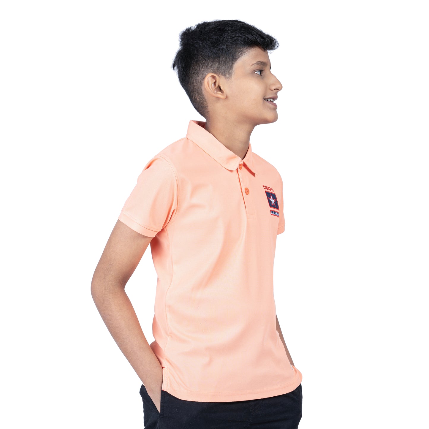 Boys Peach Polo T-Shirt | Soft Poly Cotton Casual Wear