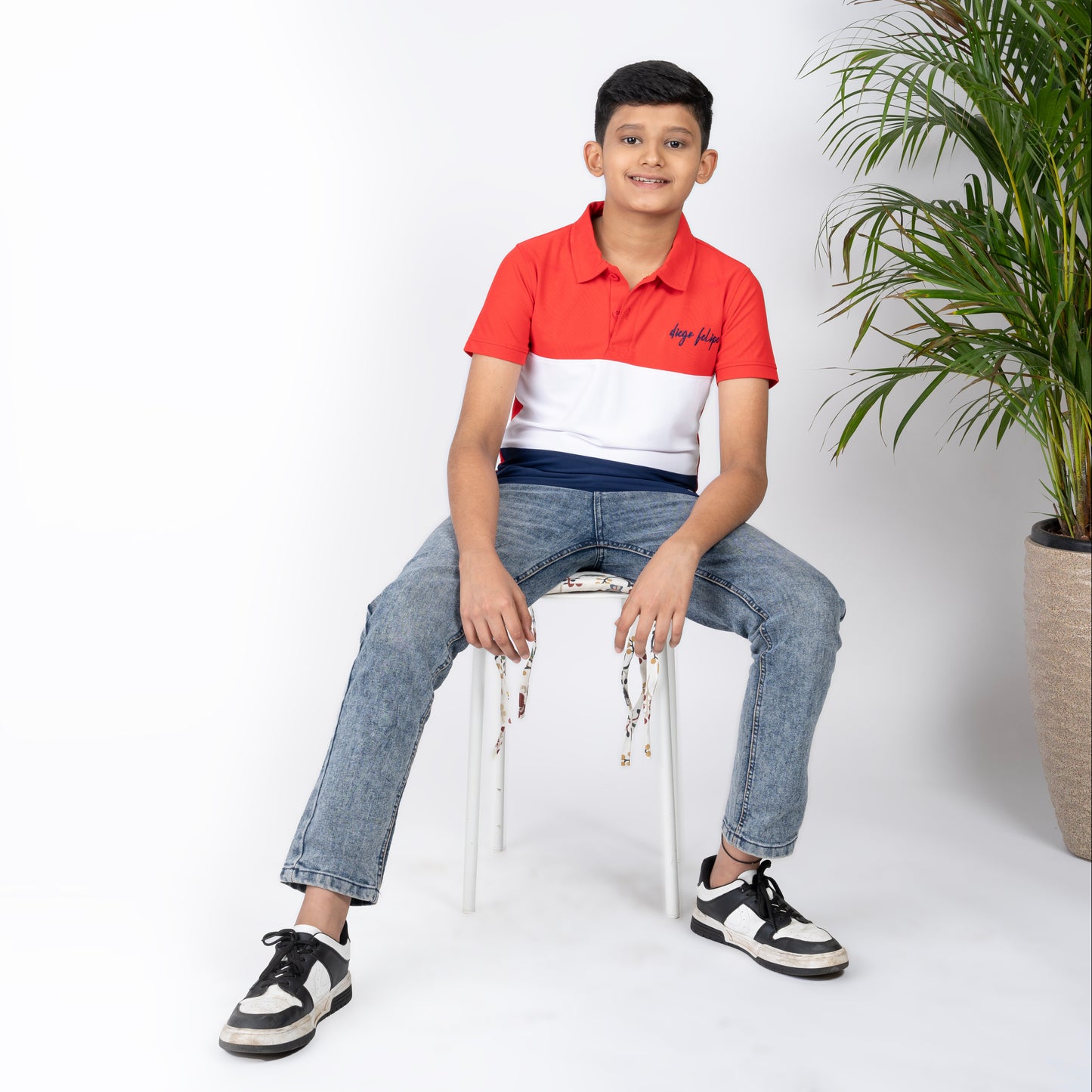 Boys 3 Colour Cut & Sew Polo T-Shirt | Poly Cotton Wear (2–16 Years)