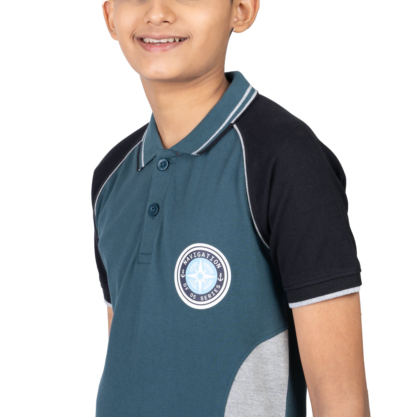 Boys Green Raglan Polo T-Shirt | Sporty Casual Wear (2–16 Years)