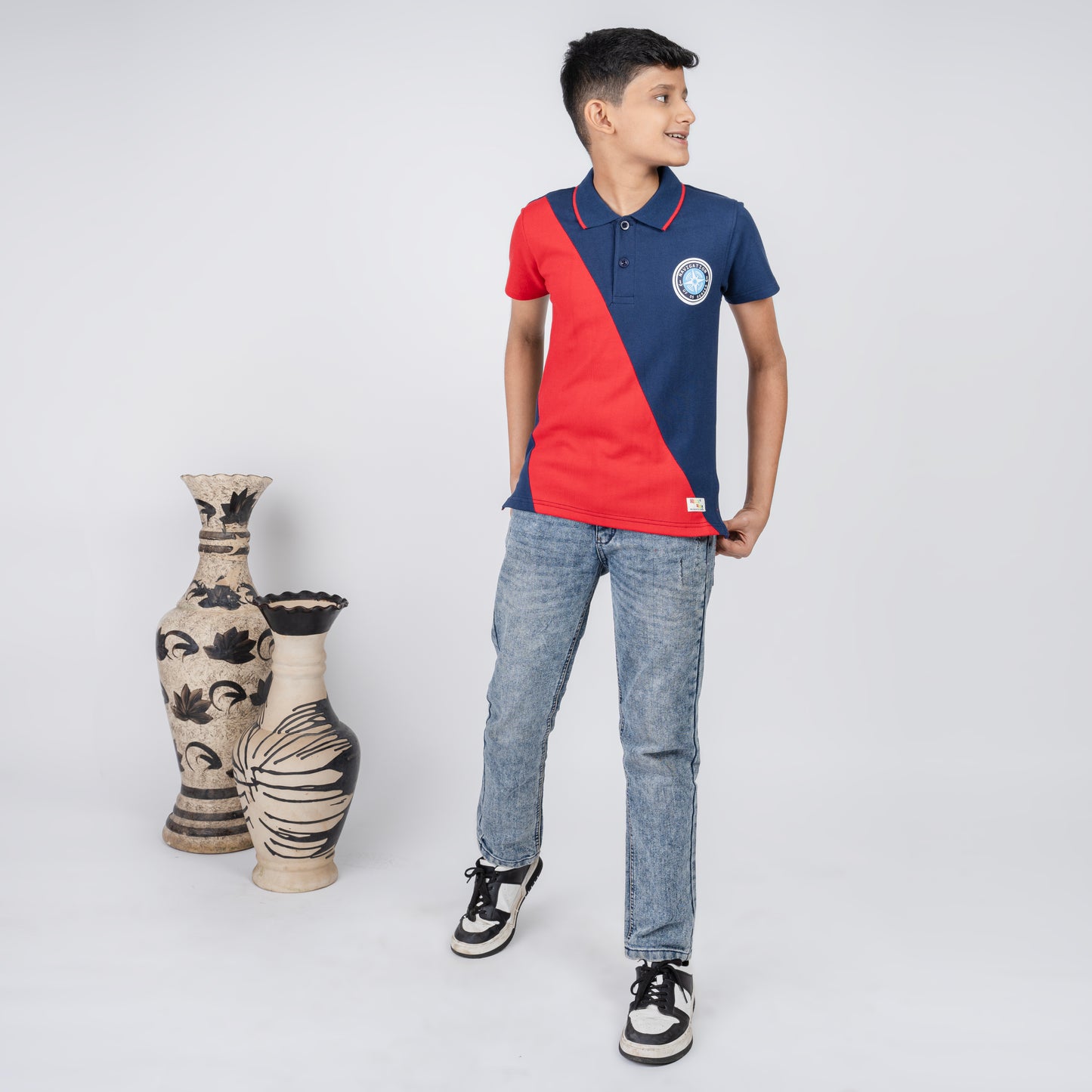 Boys Navy Red Polo T-Shirt | Stylish Kids Casual Wear (2–16 Years)