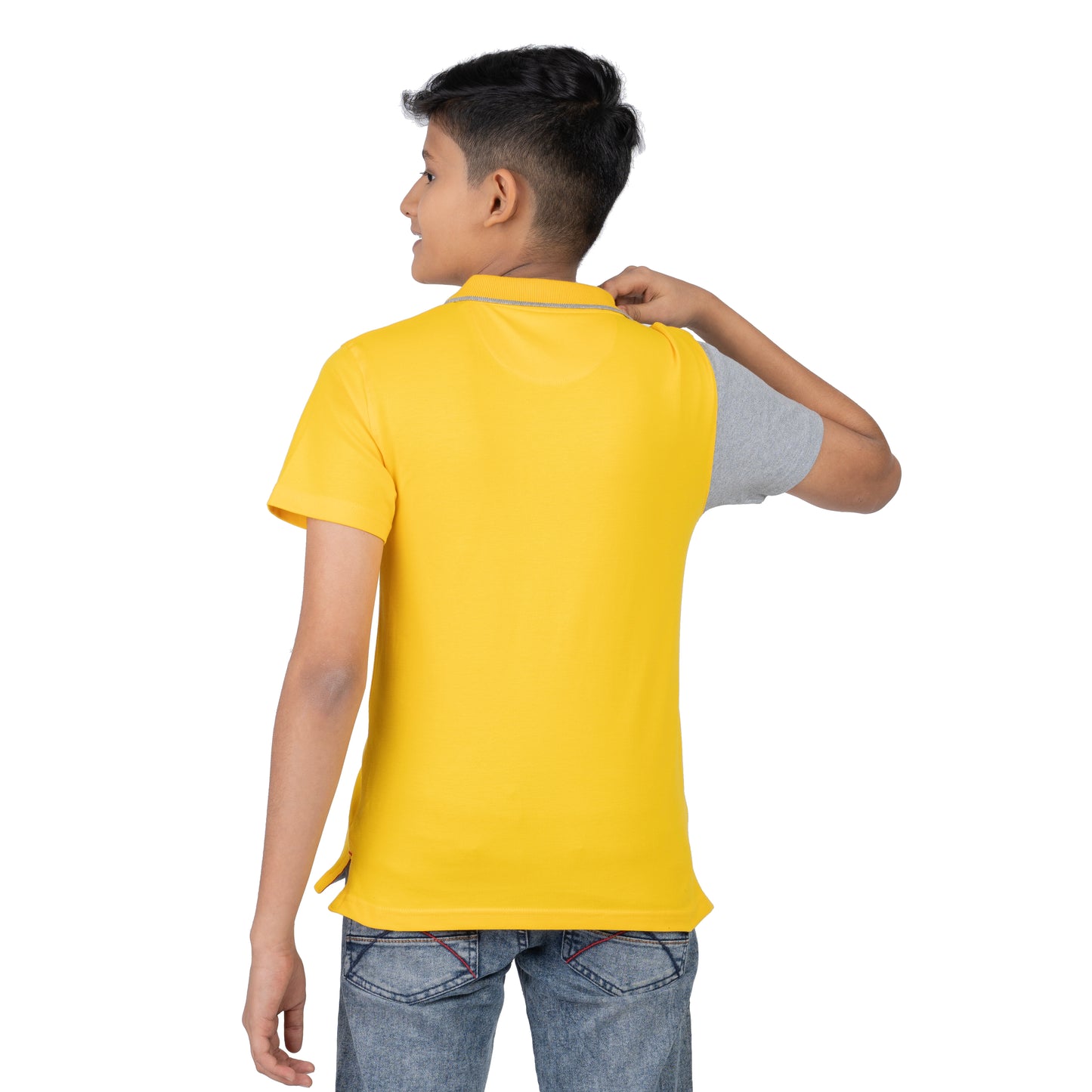 Boys Yellow Grey Polo T-Shirt | Modern Casual Kids Wear (2–16 Years)